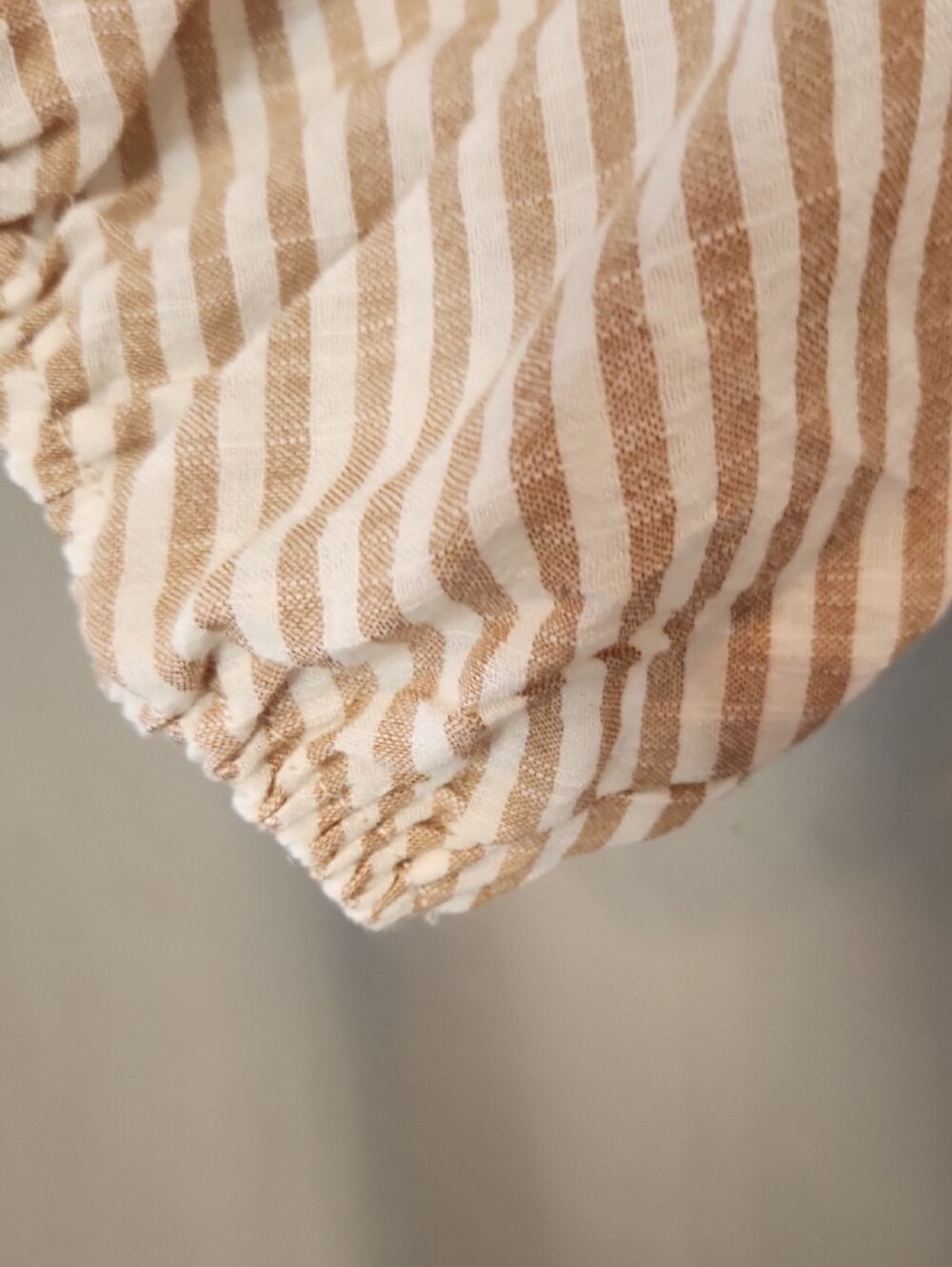 Max Studio Striped V-Neck Button-Front Dress in Beige and White - Picture 4 of 6